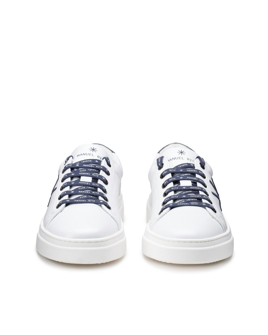 Uomo Manuel Ritz Sneakers | Sneakers Logo In Pelle Blu