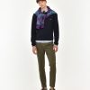 Uomo Manuel Ritz Pantaloni | Pantalone Con Pinces Slim Tinto Capo In Cotone Stretch Verde