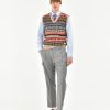 Uomo Manuel Ritz T-Shirt E Maglie | Gilet Jacquard Multicolor Misto Lana Cashmere Beige