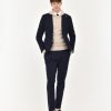 Uomo Manuel Ritz Giacche | Giacca Slim Diagonale Lana Cotone Blu