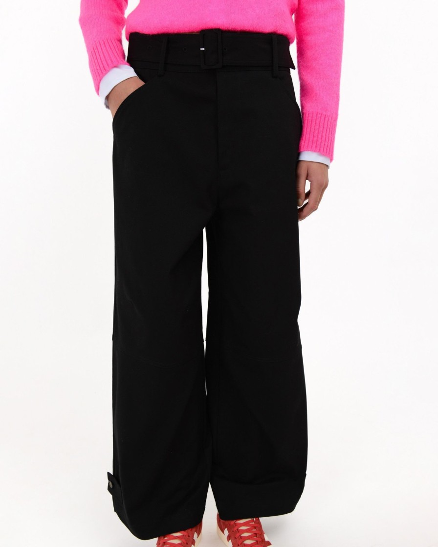 Donna Manuel Ritz Pantaloni | Pantalone Cargo In Cotone Stretch Nero