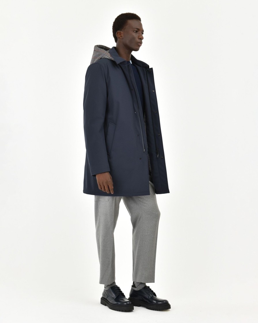 Uomo Manuel Ritz Cappotti E Giacconi | Trench Imbottito Soft Shell Stretch Blu