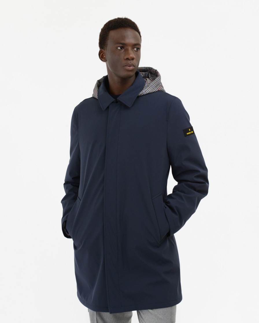 Uomo Manuel Ritz Cappotti E Giacconi | Trench Imbottito Soft Shell Stretch Blu