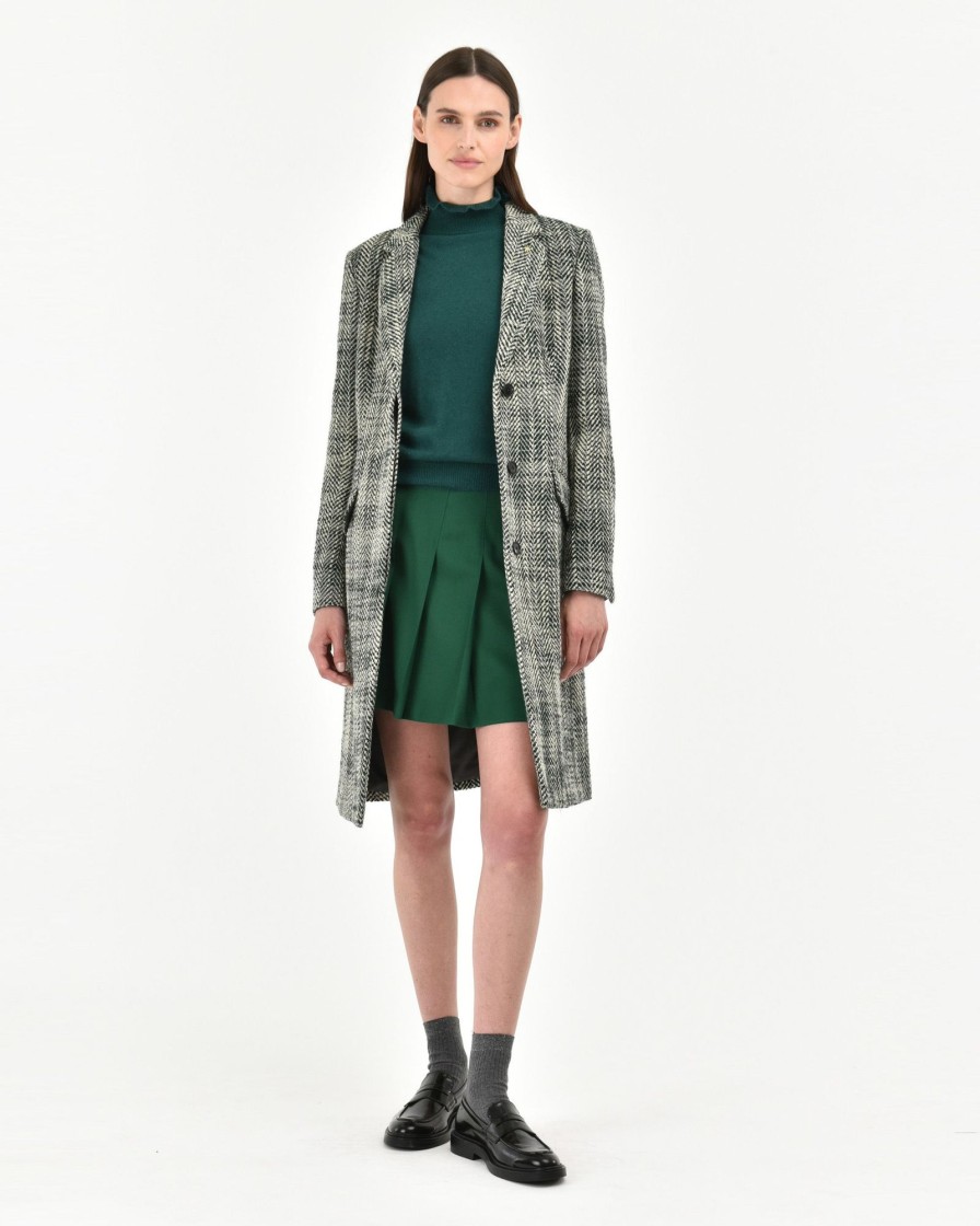 Donna Manuel Ritz Cappotti E Giacconi | Cappotto Resca Boucle` Lana Cotone Verde