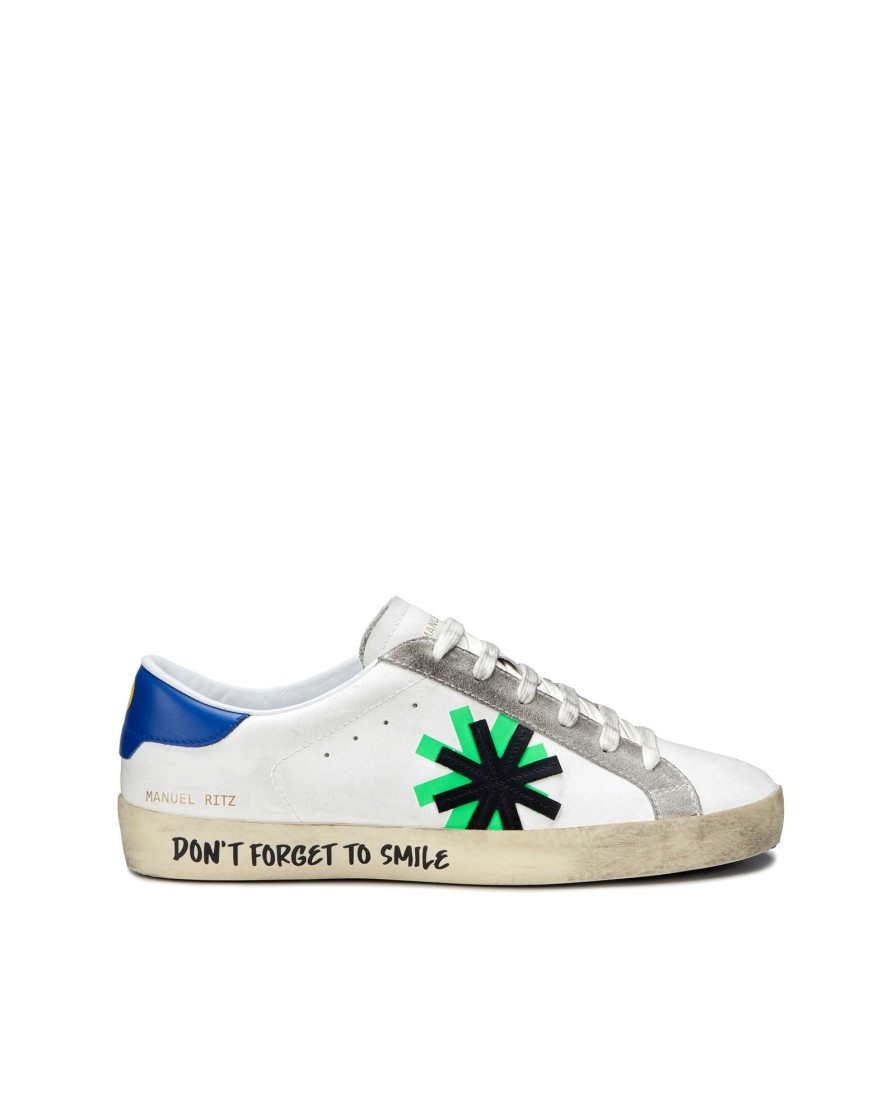 Uomo Manuel Ritz Sneakers | Sneakers "Don`T Forget To Smile" Bianco