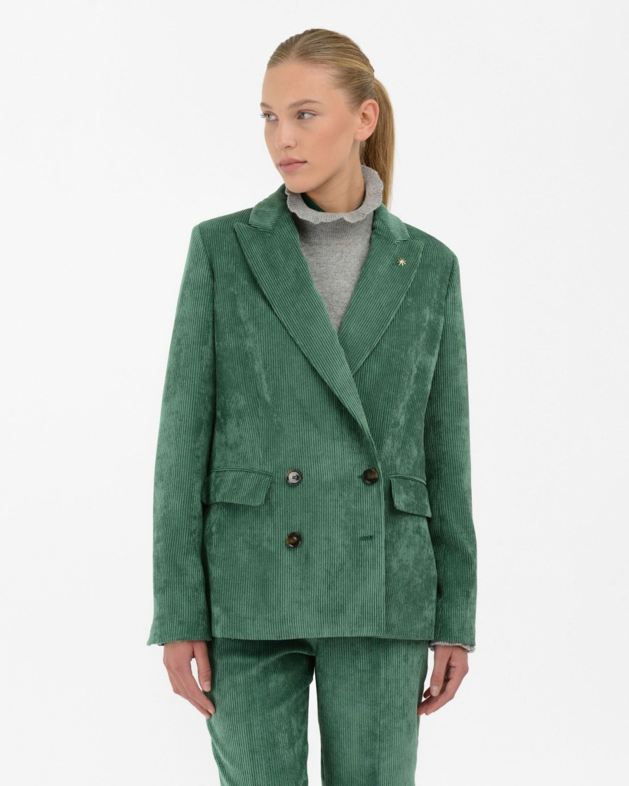 Donna Manuel Ritz Giacche | Giacca Doppiopetto Velluto Poli Stretch Verde