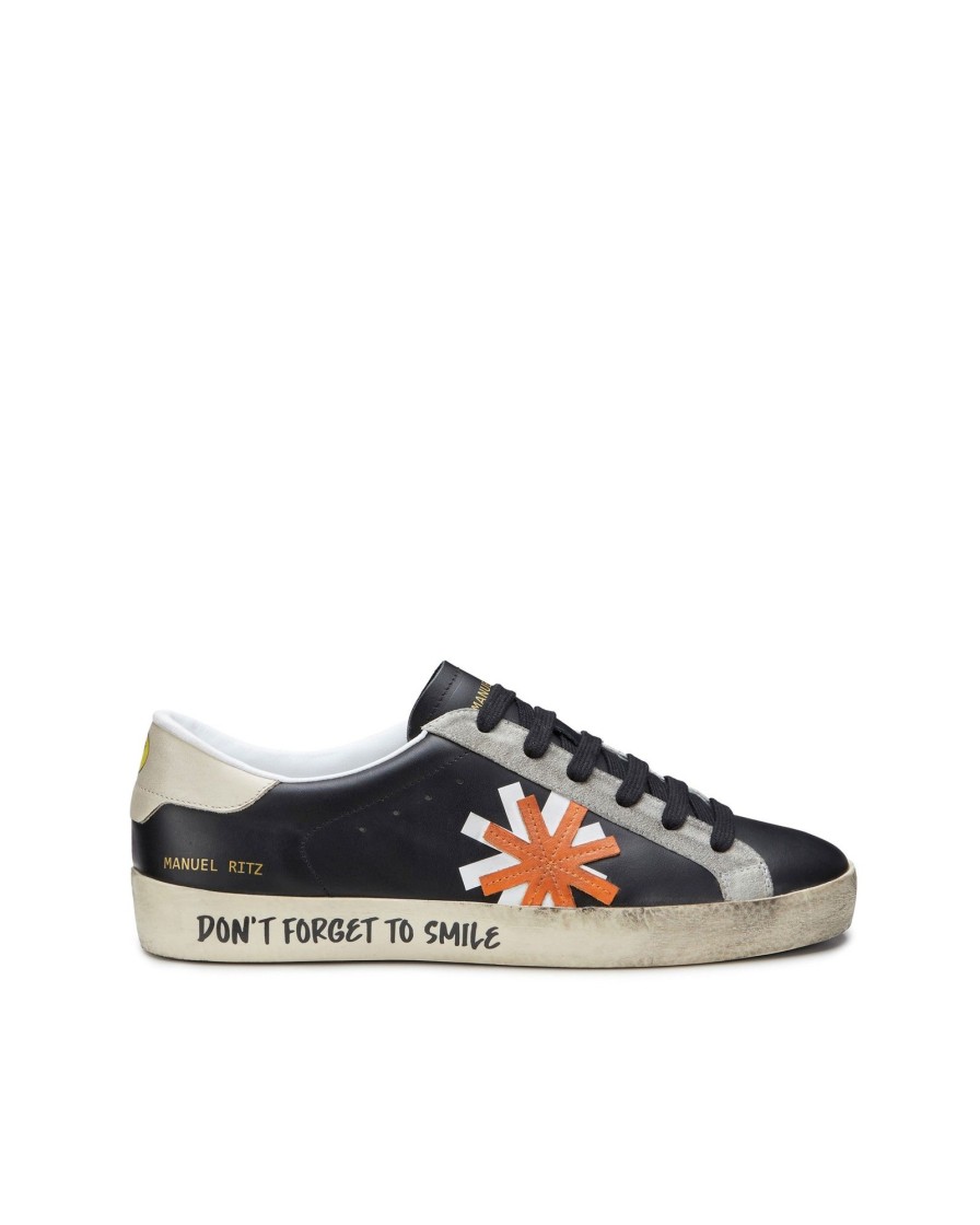 Uomo Manuel Ritz Sneakers | Sneakers "Don`T Forget To Smile" Nero