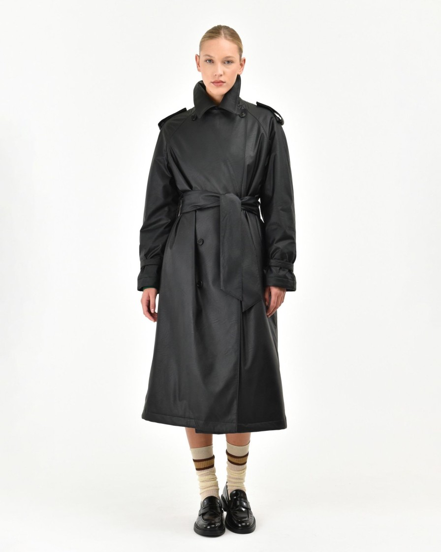 Donna Manuel Ritz Cappotti E Giacconi | Trench In Ecopelle Nero