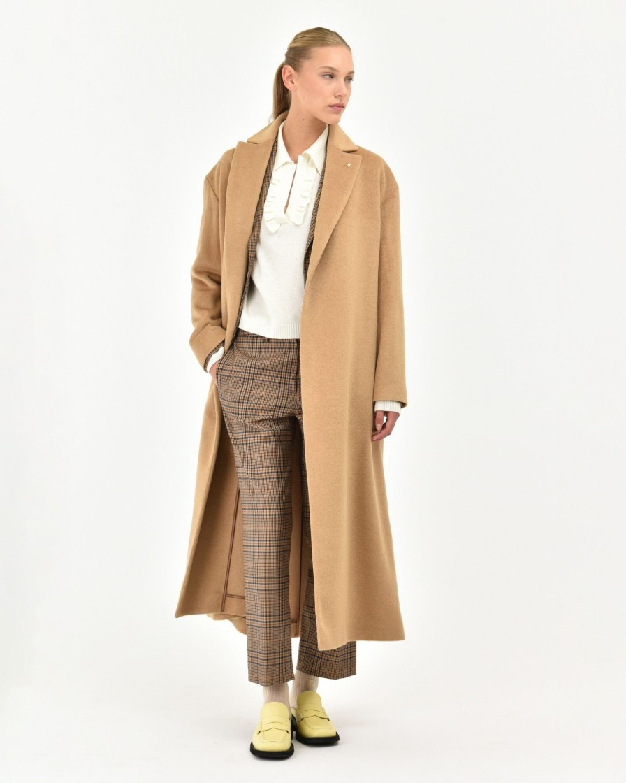 Donna Manuel Ritz Cappotti E Giacconi | Cappotto Vestaglia Panno Misto Lana Beige