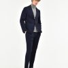 Uomo Manuel Ritz Abiti | Abito Slim Punto Milano Misto Viscosa Stretch Blu