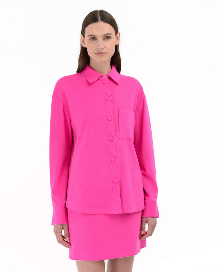 Donna Manuel Ritz Camicie | Overshirt Taglio Vivo Panno Stretch Rosa