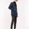 Uomo Manuel Ritz Cappotti E Giacconi | Cappotto Slim Galles In Jersey Misto Lana Blu