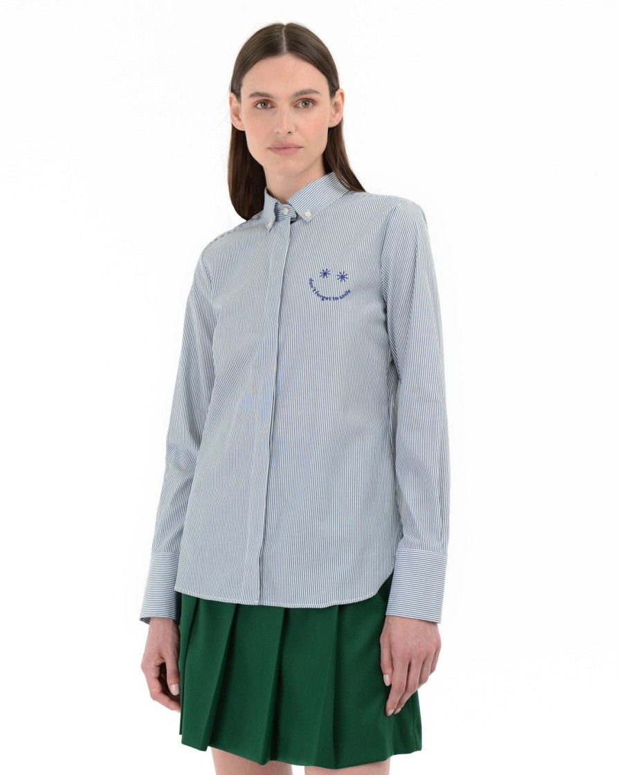 Donna Manuel Ritz Camicie | Camicia Botton Down "Don`T Forget To Smile" Verde