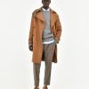 Uomo Manuel Ritz Cappotti E Giacconi | Cappotto Con Contrasti Panno Diagonale Misto Lana Beige