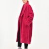 Donna Manuel Ritz Cappotti E Giacconi | Cappotto Doppiopetto Panno Effetto Peluche Rosso