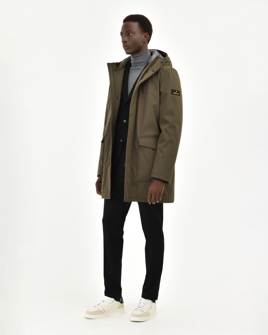 Uomo Manuel Ritz Cappotti E Giacconi | Parka Imbottito Soft Shell Stretch Verde