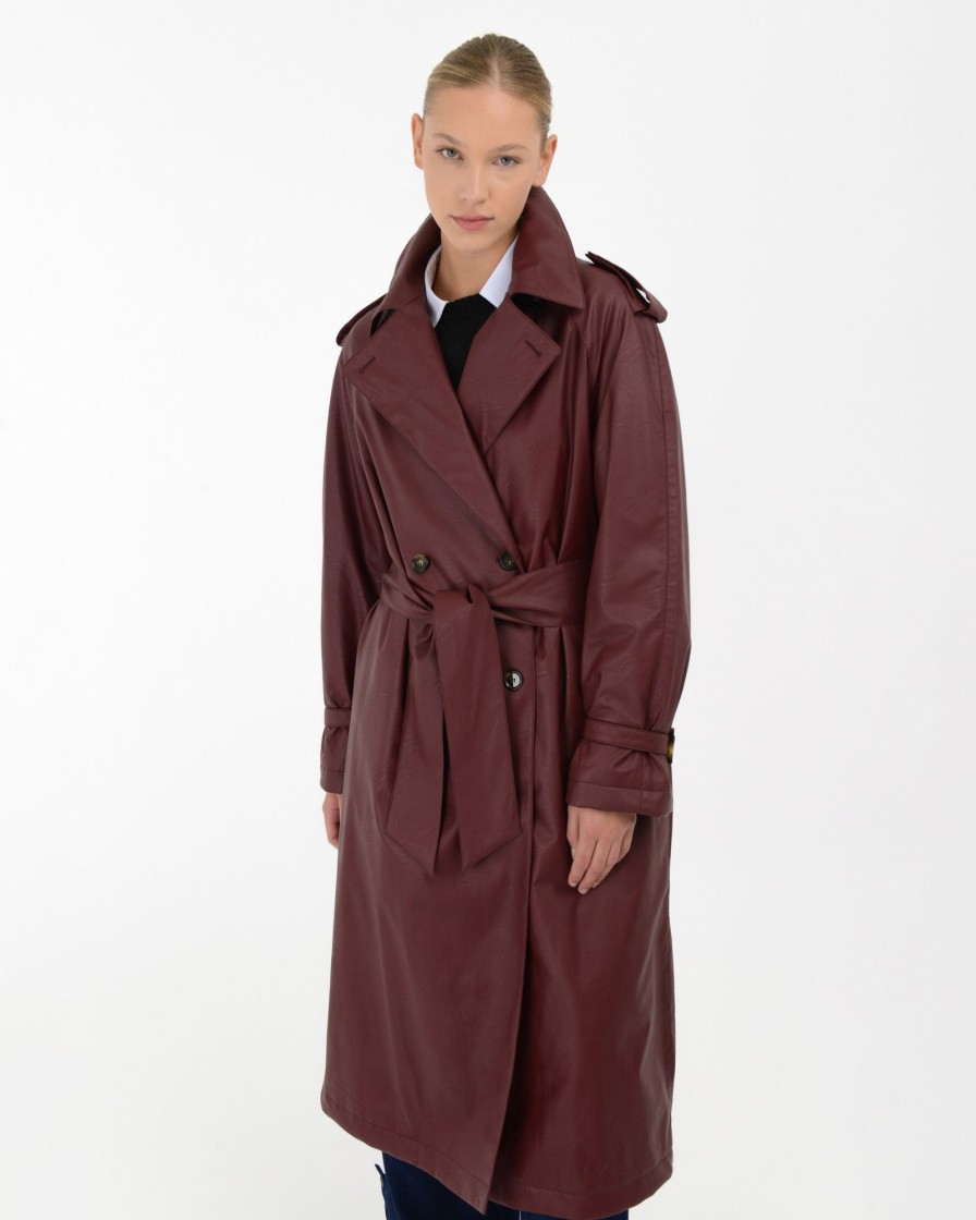 Donna Manuel Ritz Cappotti E Giacconi | Trench In Ecopelle Marrone