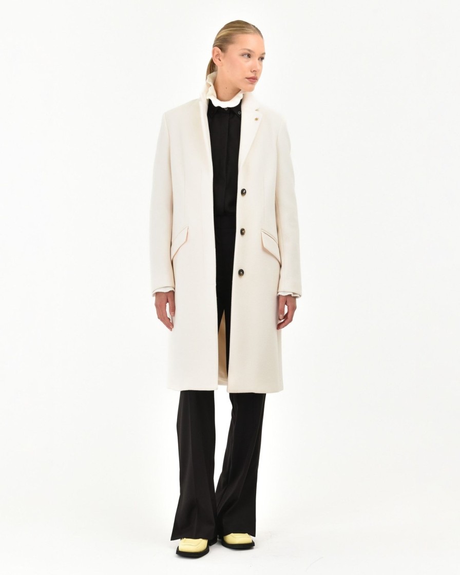 Donna Manuel Ritz Cappotti E Giacconi | Cappotto Panno Stretch Bianco