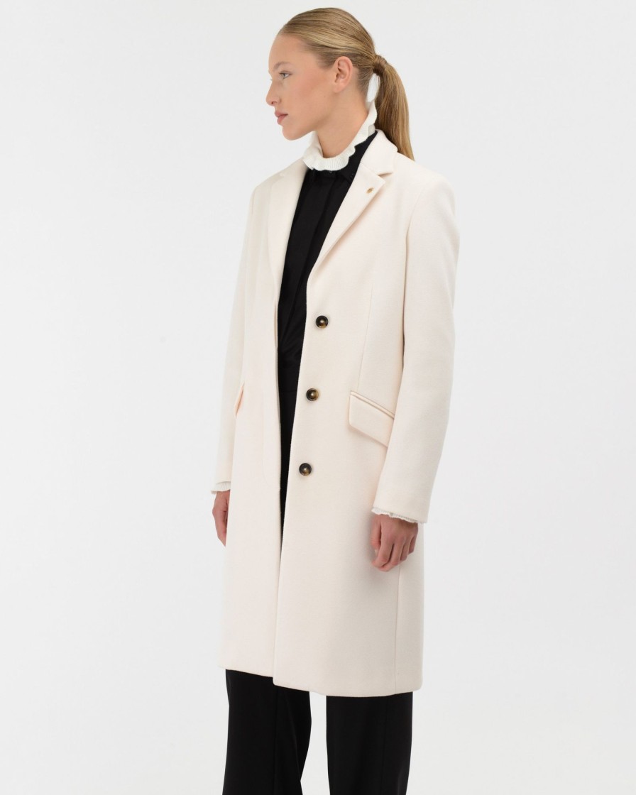 Donna Manuel Ritz Cappotti E Giacconi | Cappotto Panno Stretch Bianco