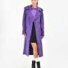 Donna Manuel Ritz Cappotti E Giacconi | Trench In Velluto Stretch Viola