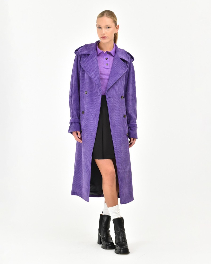 Donna Manuel Ritz Cappotti E Giacconi | Trench In Velluto Stretch Viola