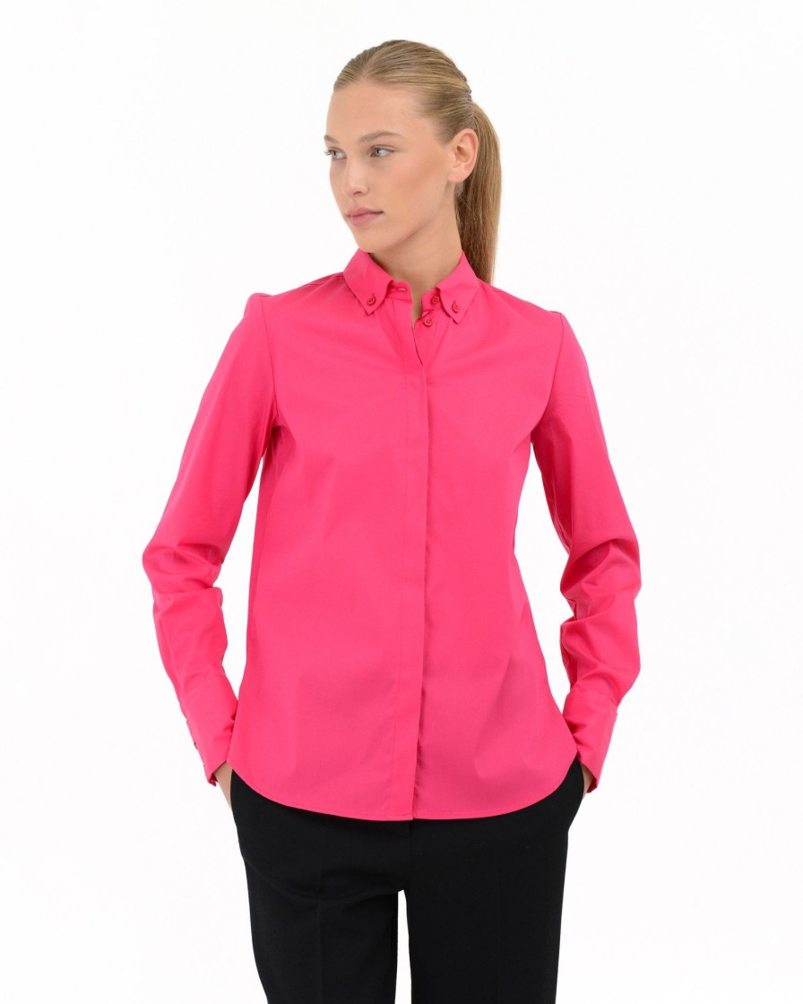 Donna Manuel Ritz Camicie | Camicia Regular Twill Misto Cotone Stretch Rosso