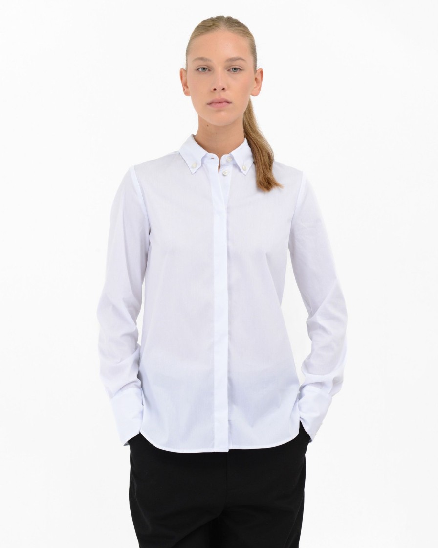 Donna Manuel Ritz Camicie | Camicia Regular Twill Misto Cotone Stretch Bianco