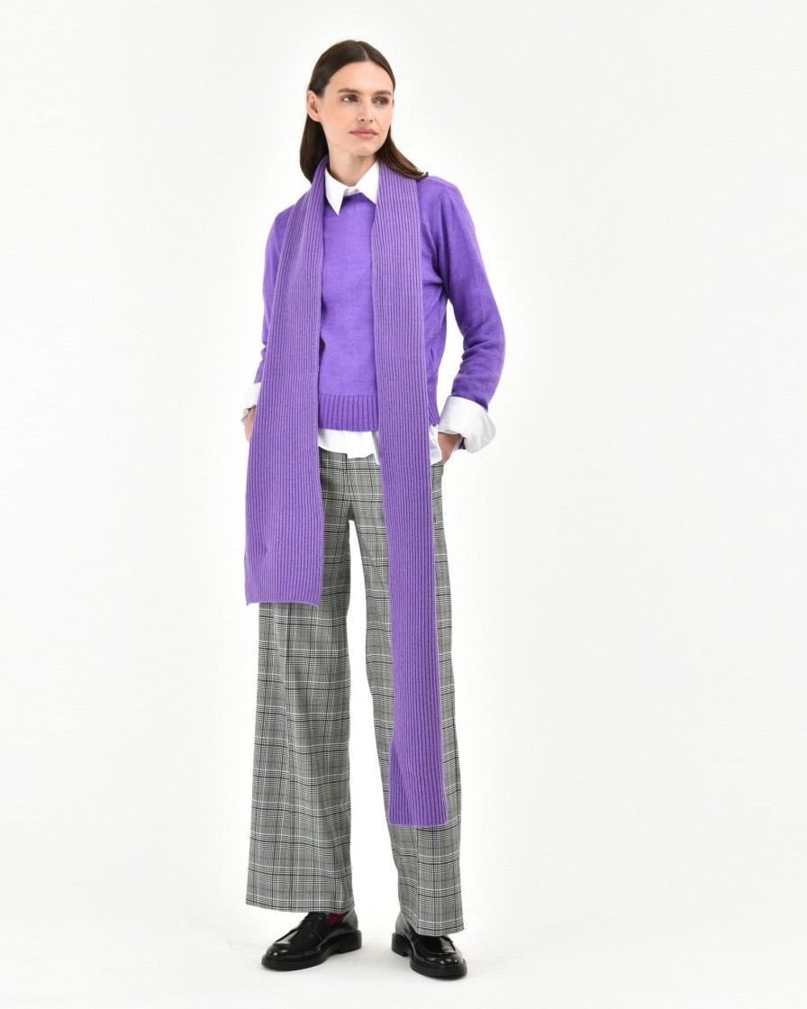 Donna Manuel Ritz T-Shirt E Maglie | Maglia Girocollo Misto Lana Mohair Viola