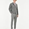 Uomo Manuel Ritz Pantaloni | Pantalone Pinces Slim Flanella Di Lana Stretch Grigio