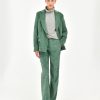 Donna Manuel Ritz Pantaloni | Pantalone Dritto Velluto Poli Stretch Verde