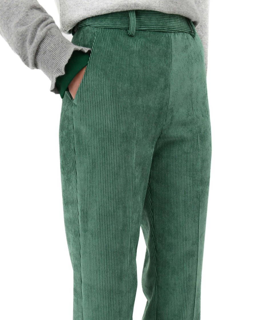 Donna Manuel Ritz Pantaloni | Pantalone Dritto Velluto Poli Stretch Verde