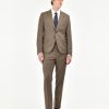 Uomo Manuel Ritz Abiti | Abito Slim Regimental In Lana Stretch Marrone