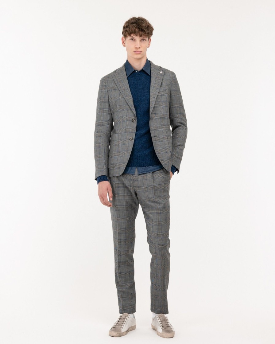 Uomo Manuel Ritz Abiti | Abito Slim Galles In Lana Stretch Grigio