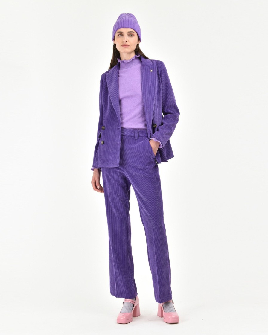 Donna Manuel Ritz T-Shirt E Maglie | Dolcevita Rouches Misto Lana Cashmere Viola