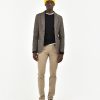 Uomo Manuel Ritz Giacche | Giacca Slim Diagonale In Felpa Di Cotone Stretch Marrone