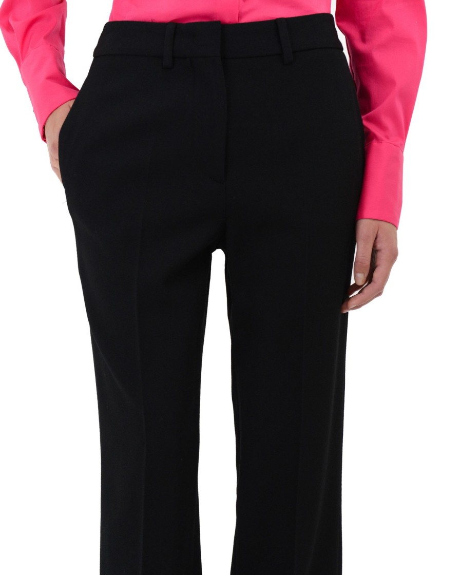 Donna Manuel Ritz Pantaloni | Pantalone Cropped Lana Viscosa Nero