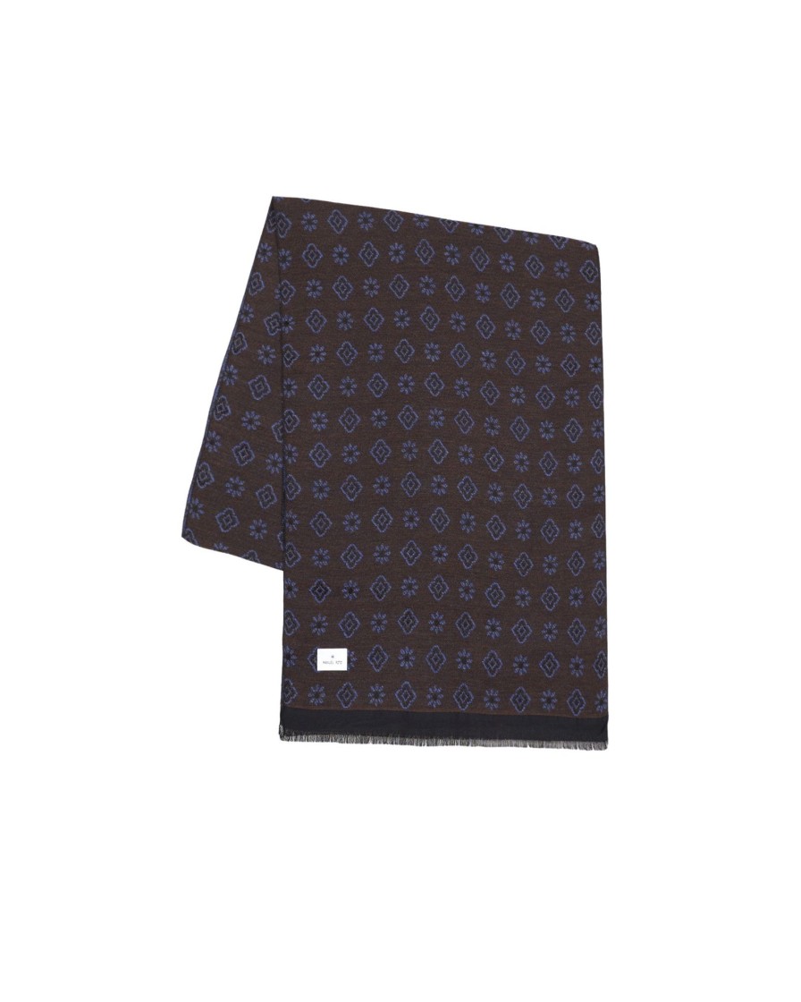 Uomo Manuel Ritz | Sciarpa Jacquard Misto Lana Marrone