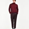 Uomo Manuel Ritz Pantaloni | Pantalone Doppia Pinces Baggy Flanella Di Lana Stretch Rosso