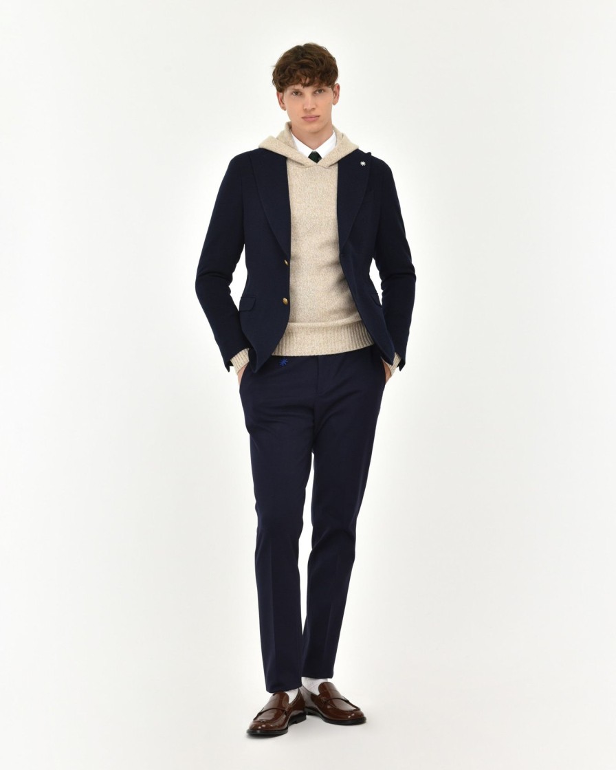 Uomo Manuel Ritz Pantaloni | Chinos Slim Punto Milano Stretch Blu