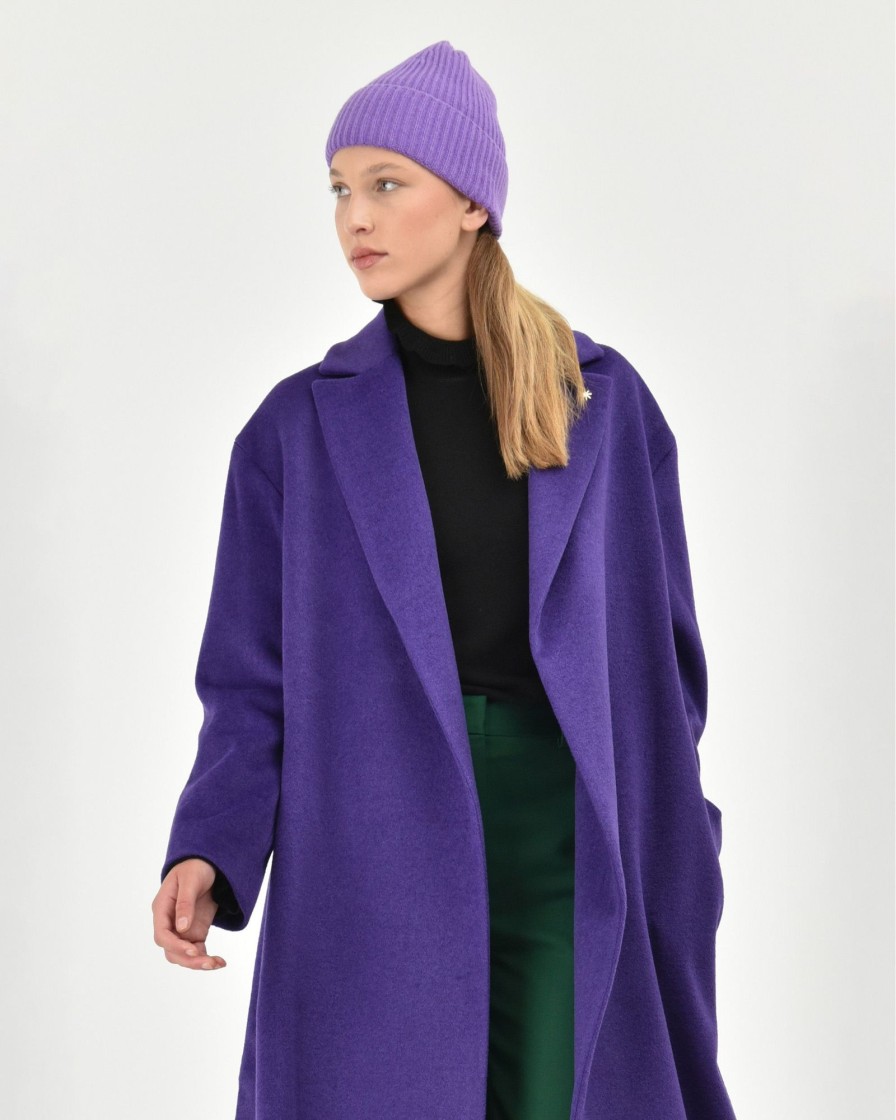 Donna Manuel Ritz Cappotti E Giacconi | Cappotto Vestaglia Panno Misto Lana Viola