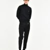 Uomo Manuel Ritz Pantaloni | Pantalone Doppia Pinces Baggy Flanella Di Lana Stretch Nero