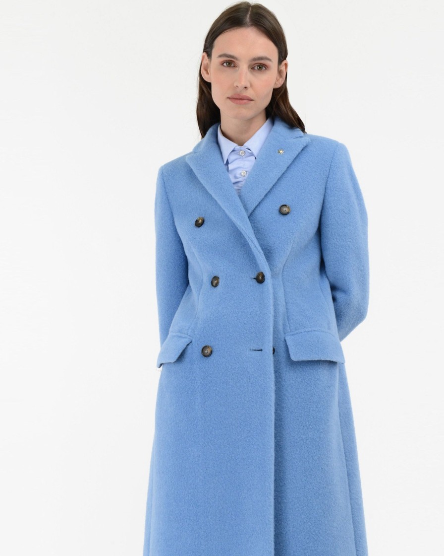 Donna Manuel Ritz Cappotti E Giacconi | Cappotto Doppiopetto Teddy Azzurro