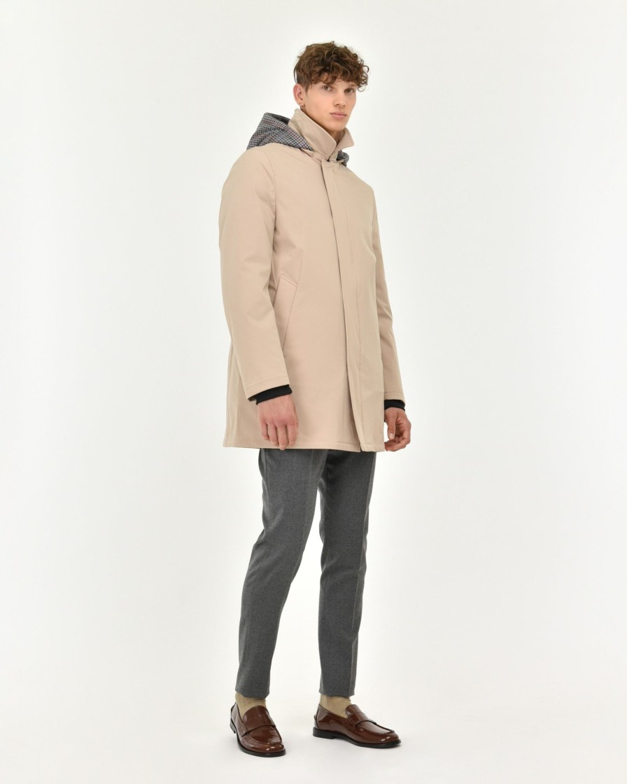 Uomo Manuel Ritz Cappotti E Giacconi | Trench Imbottito Soft Shell Stretch Beige