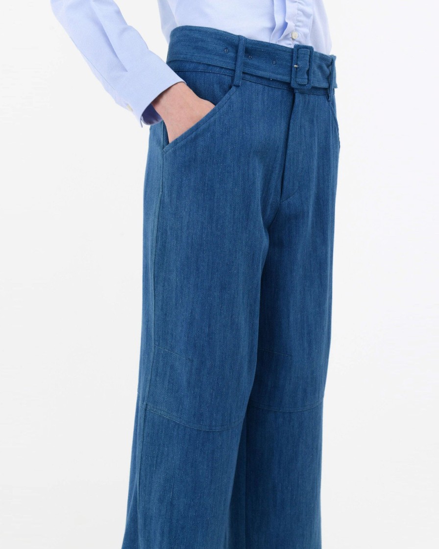 Donna Manuel Ritz Pantaloni | Pantalone Cargo Denim Azzurro