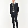 Uomo Manuel Ritz Abiti | Abito Slim Regimental In Lana Stretch Blu